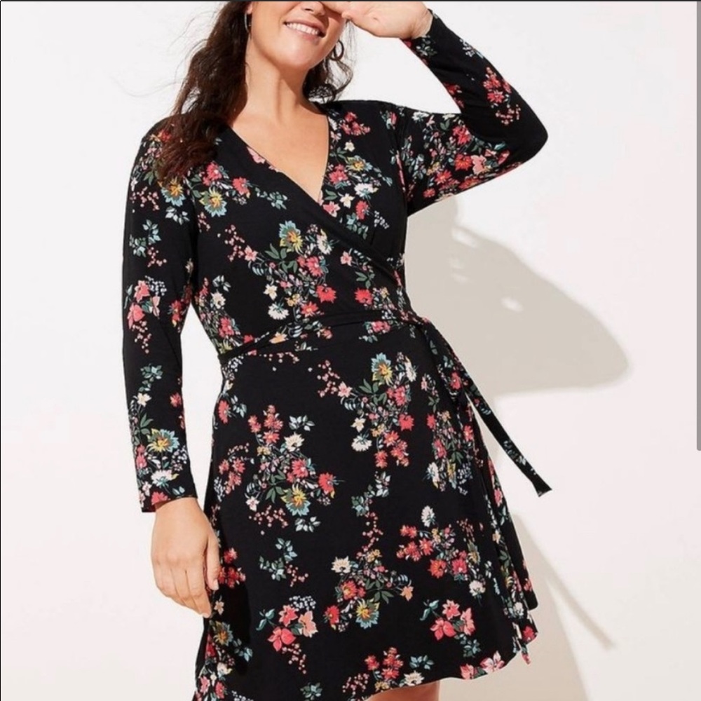 LOFT Plus Floral Wrap Dress - 22W